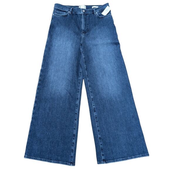 FRAME Le Slim Palazzo Jeans Size 32 High Rise Wide Leg Medium Wash - Picture 2 of 6